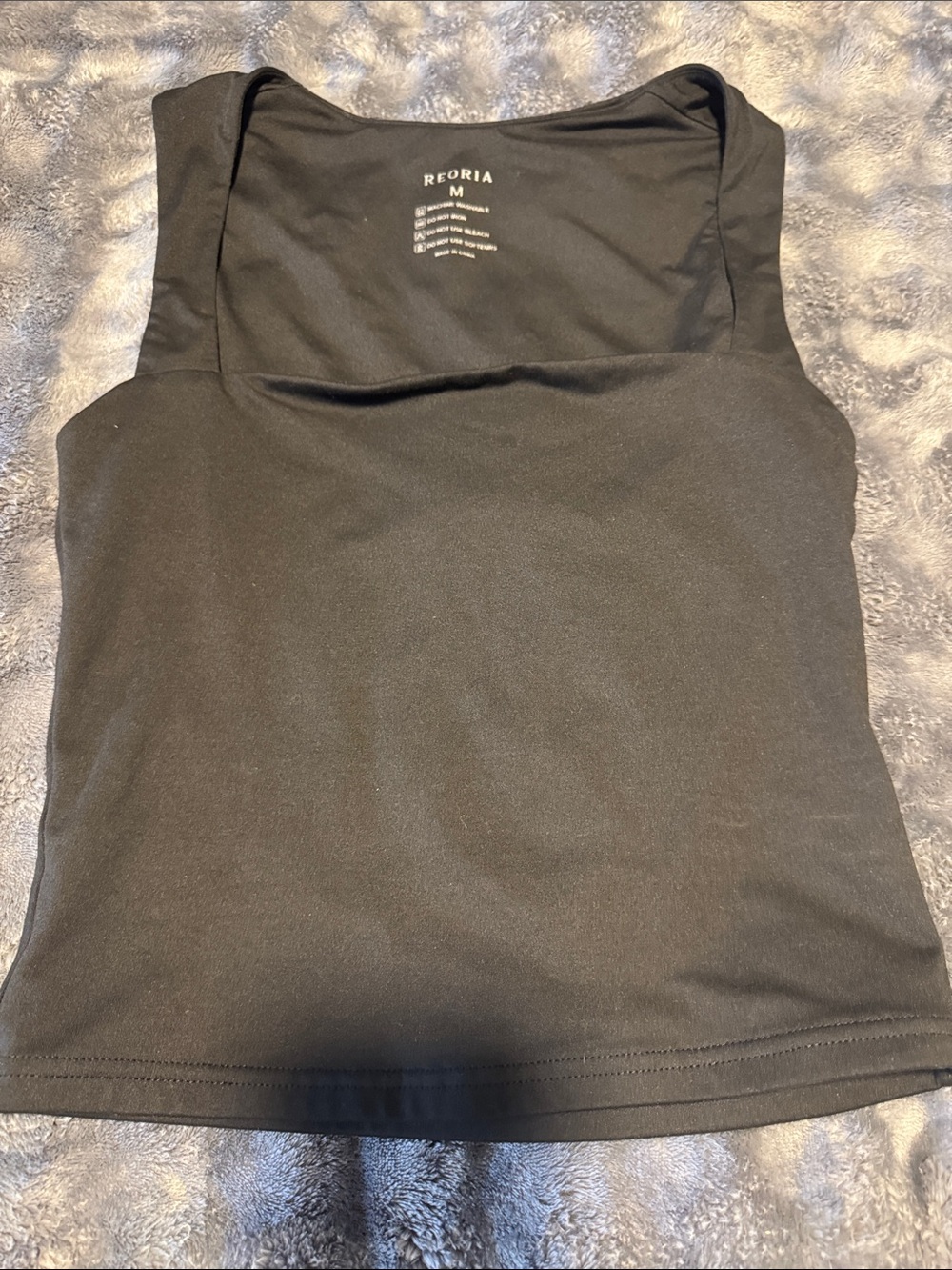 ReoRia Black Square-Neck Athletic Tank